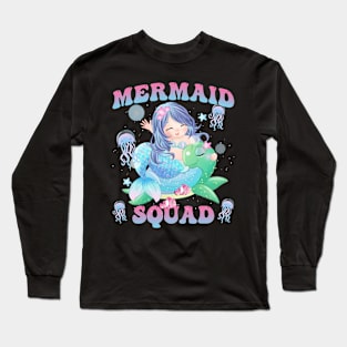 Mermaid Squad Party Gift For Girl Kids Long Sleeve T-Shirt